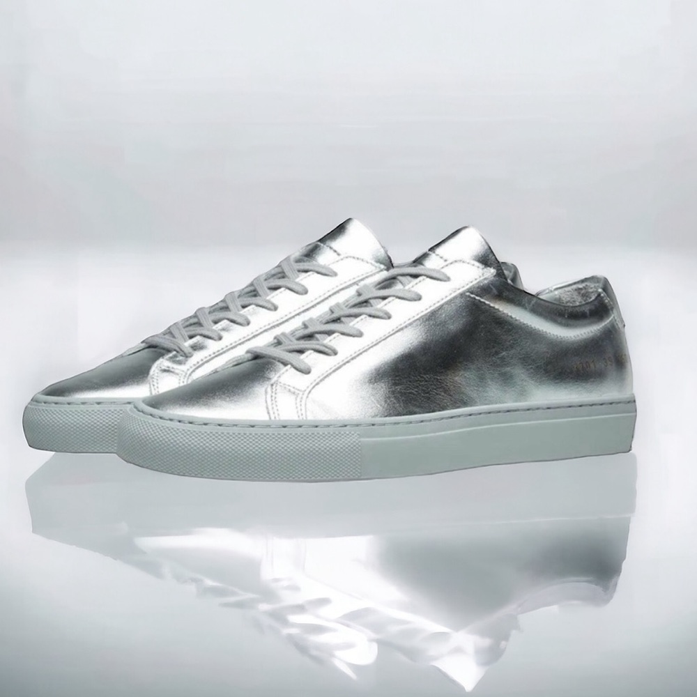 Woman by Common Projects Achilles Low Silver Sneakers Size 7/37